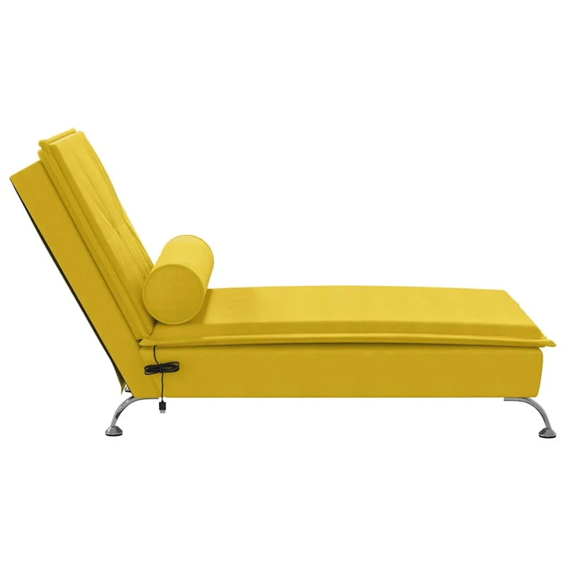 Chaise lounge de massagem com rolo veludo amarelo