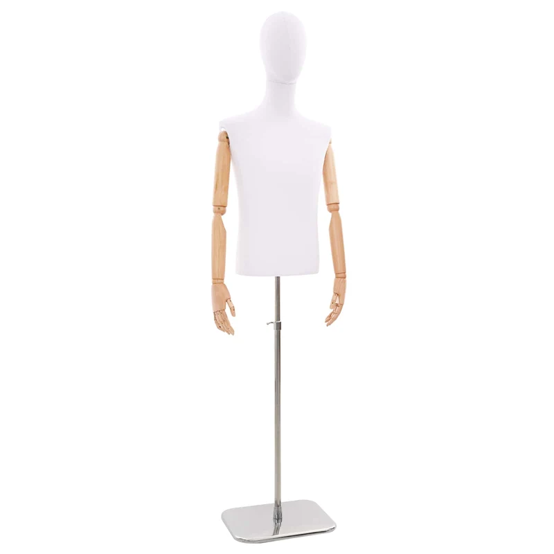Mannequin Ajustável de 170-218 cm com Base Masculino PP Branco