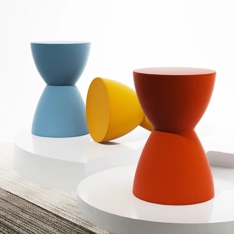 Modern Minimalist PP Hourglass-Shaped Stool Chair For Bedroom & Living Room