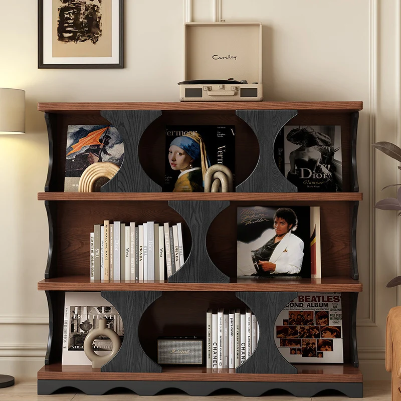 Traditional Vintage Rectangular Particle Board Display Rack 4-Tier For Living Room