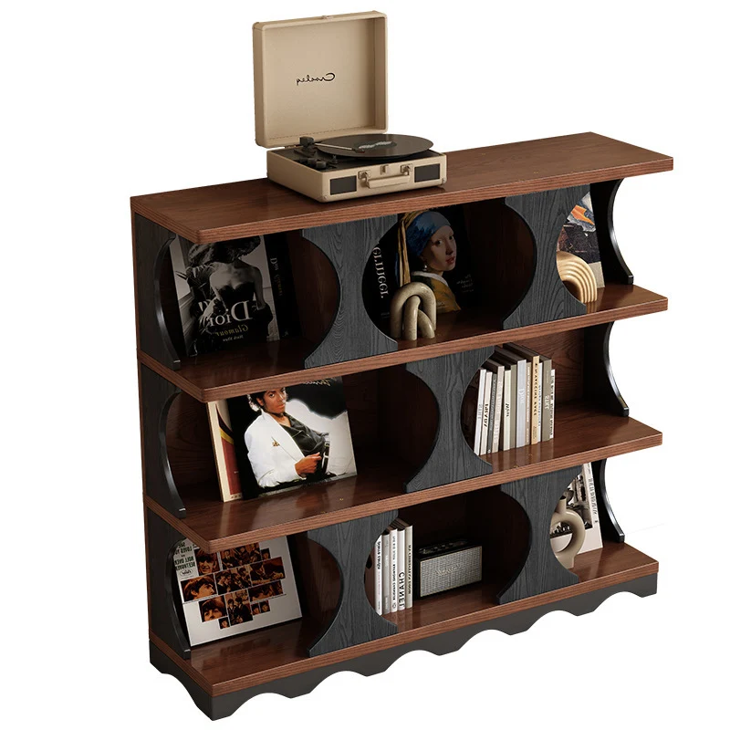 Traditional Vintage Rectangular Particle Board Display Rack 4-Tier For Living Room