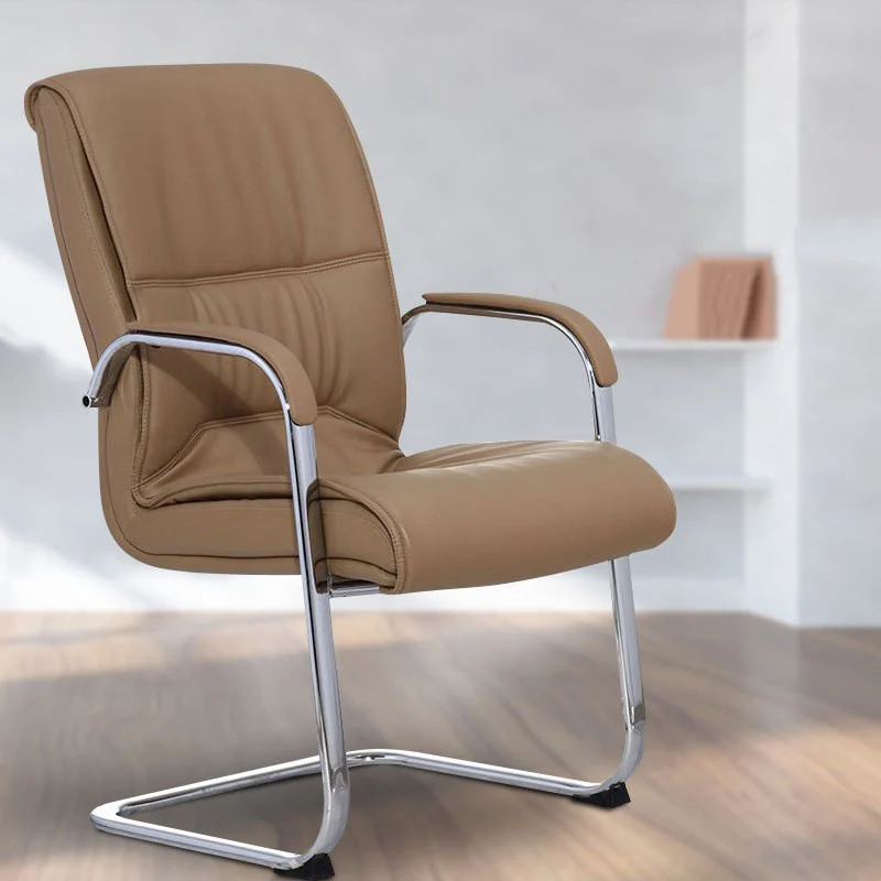 Modern Minimalist Rectangular Faux Leather Steel Desk Chair Backrest Armrest For Home Office