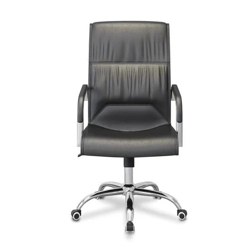 Modern Minimalist Rectangular Faux Leather Steel Desk Chair Backrest Armrest For Home Office