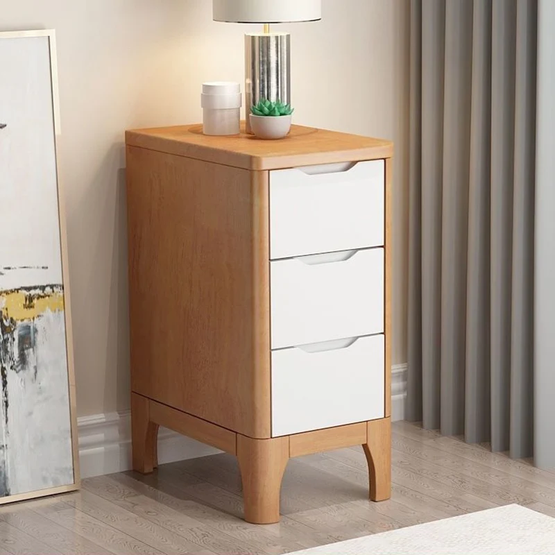 Contemporary Nordic Rectangular Solid Wood Plywood Storage Cabinet 2-Drawer For Bedroom