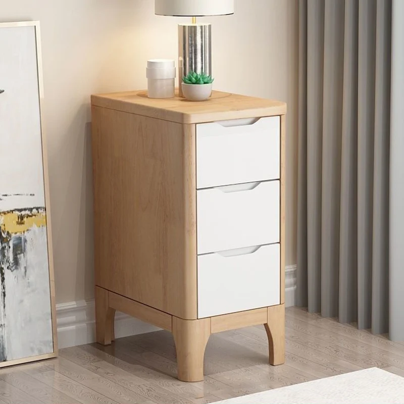 Contemporary Nordic Rectangular Solid Wood Plywood Storage Cabinet 2-Drawer For Bedroom