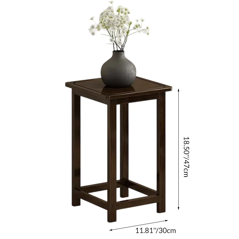 Traditional Chinese Square Nan Bamboo Console Table 1/2-Tier For Living Room
