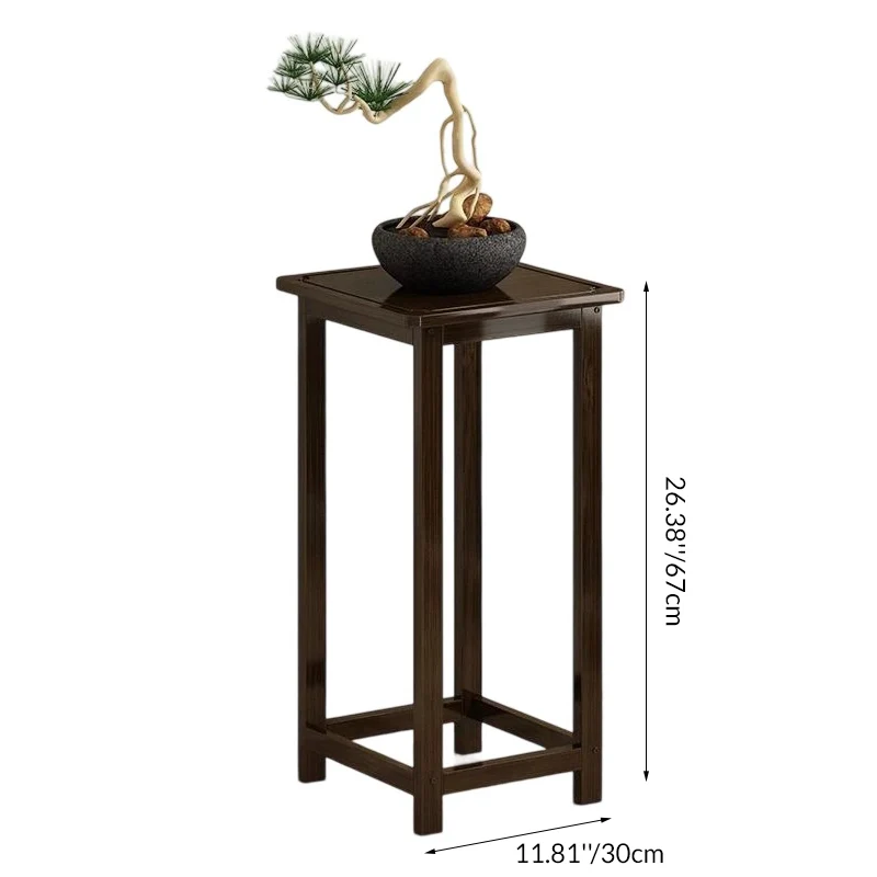 Traditional Chinese Square Nan Bamboo Console Table 1/2-Tier For Living Room