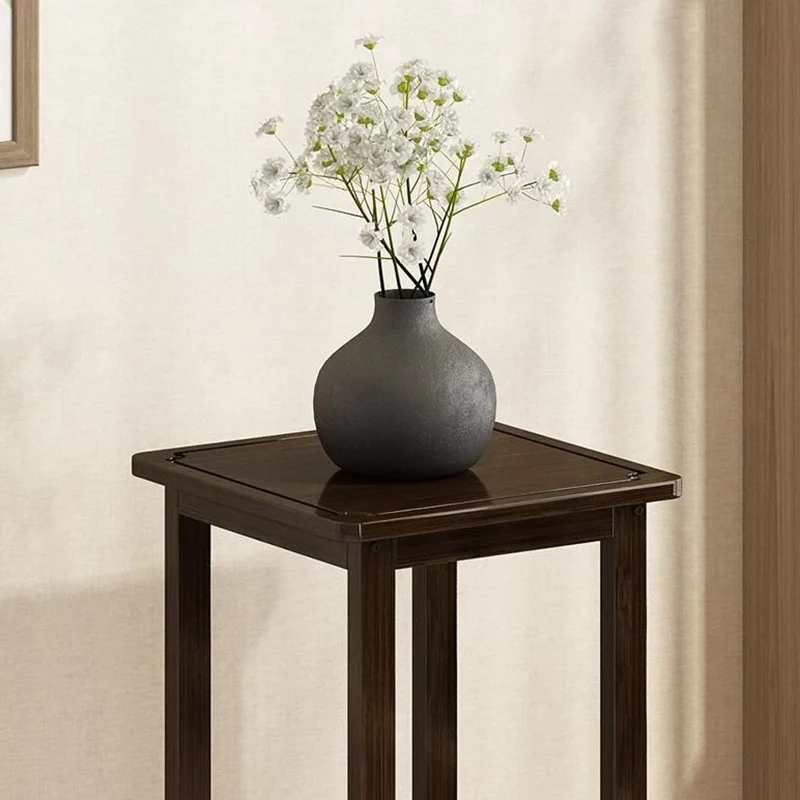 Traditional Chinese Square Nan Bamboo Console Table 1/2-Tier For Living Room