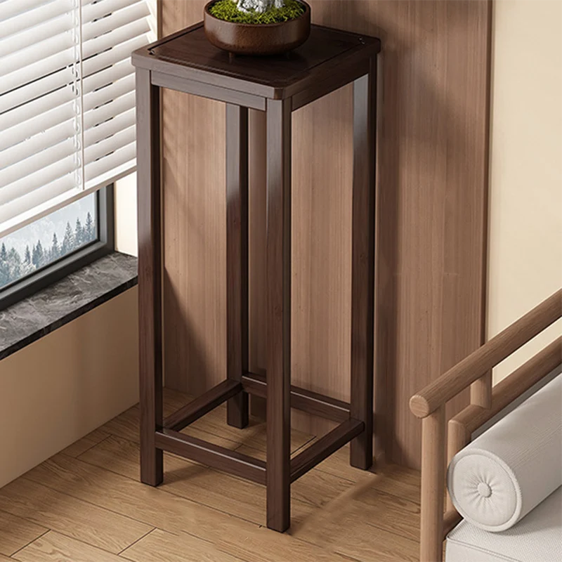 Traditional Chinese Square Nan Bamboo Console Table 1/2-Tier For Living Room