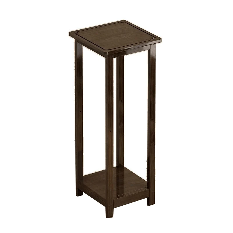 Traditional Chinese Square Nan Bamboo Console Table 1/2-Tier For Living Room
