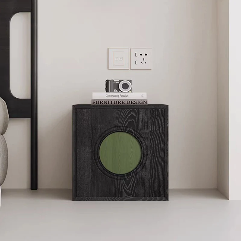 Contemporary Retro Square Round Solid Wood Composable Storage Cabinet 1-Cabinet For Living Room
