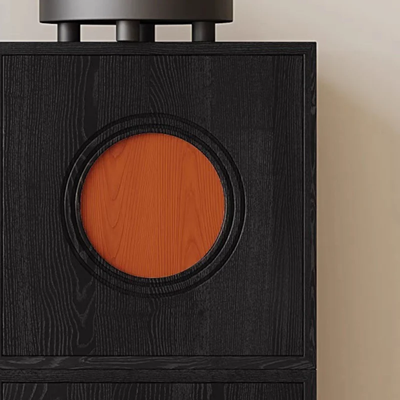 Contemporary Retro Square Round Solid Wood Composable Storage Cabinet 1-Cabinet For Living Room