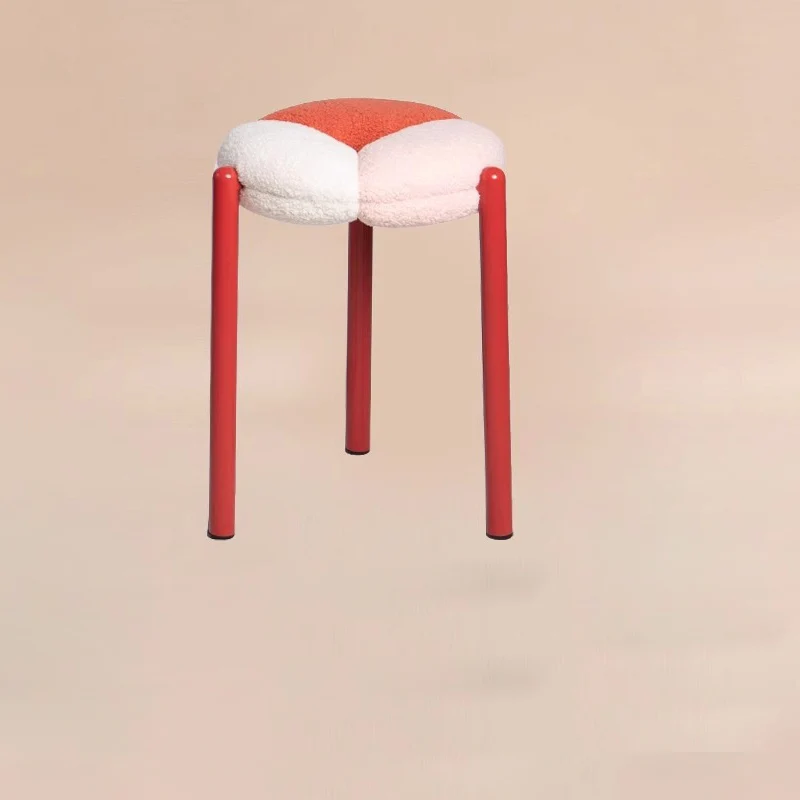 Modern Minimalist Round Metal Teddy Velvet Chair For Living Room
