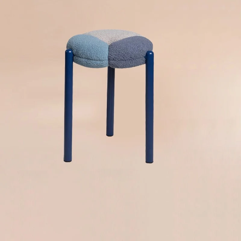 Modern Minimalist Round Metal Teddy Velvet Chair For Living Room
