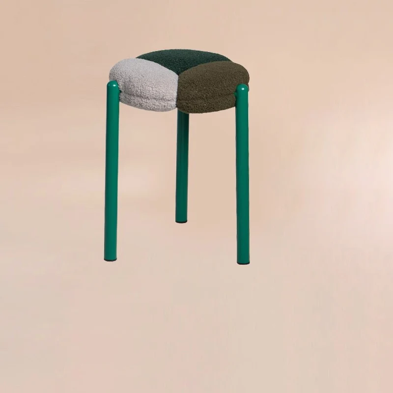 Modern Minimalist Round Metal Teddy Velvet Chair For Living Room