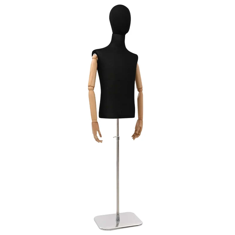 Mannequin Ajustável de 170-218 cm com Base Masculino PP Preto