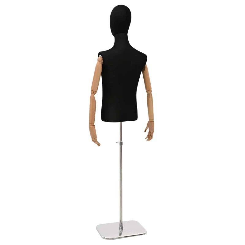 Mannequin Ajustável de 170-218 cm com Base Masculino PP Preto