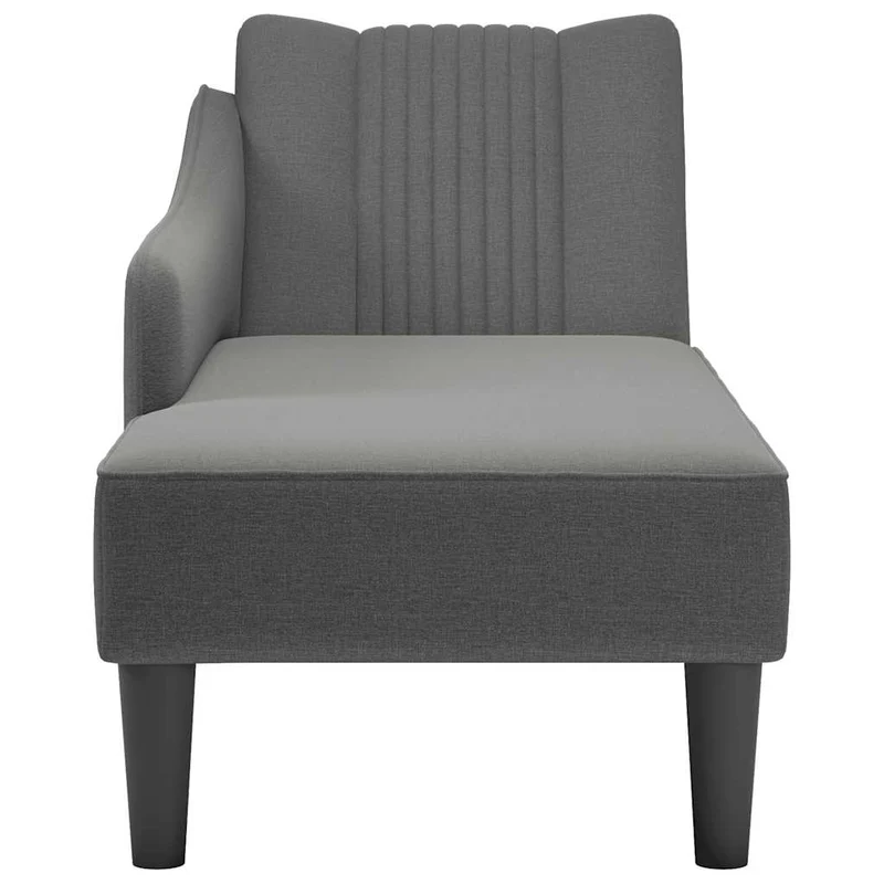 Chaise lounge com apoio de braço direito em tecido cinzento escuro