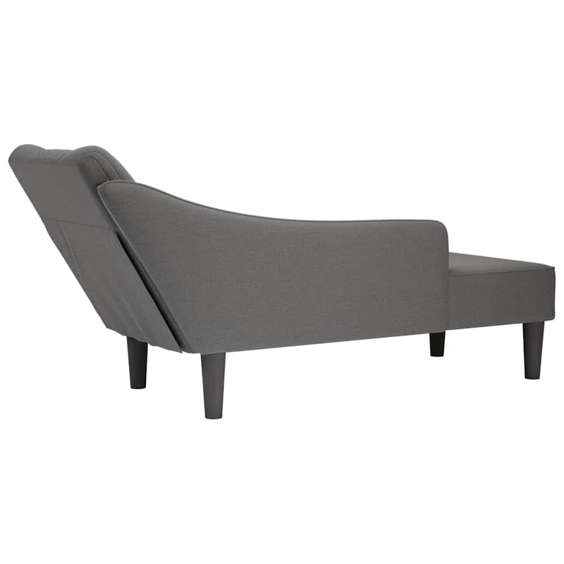 Chaise lounge com apoio de braço direito em tecido cinzento escuro