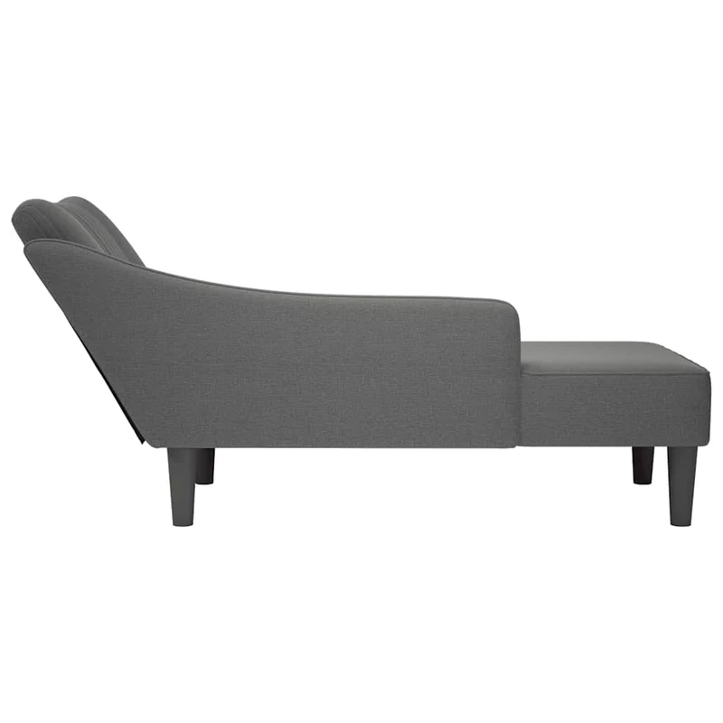 Chaise lounge com apoio de braço direito em tecido cinzento escuro