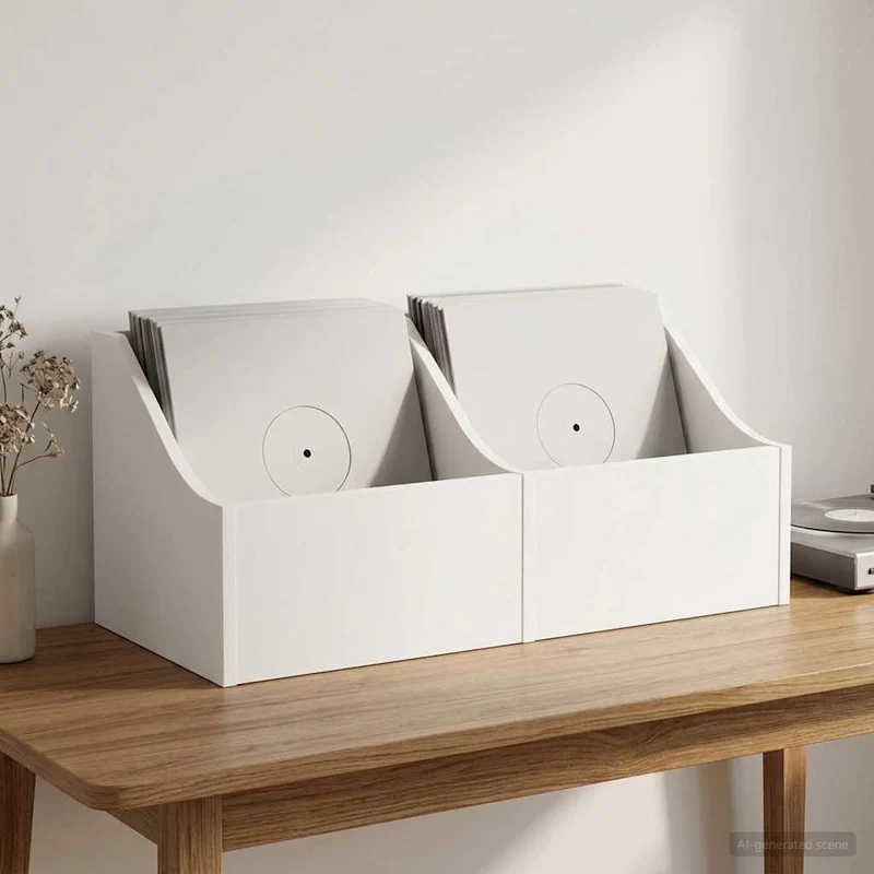Caixa de Discos LP 2 unid. Branco 37 x 33 x 32 cm