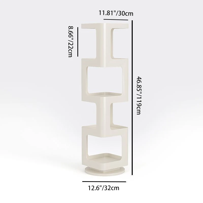 Contemporary Creative Square Iron Rotatable Bookshelf 4/5/6-Tier For Living Room