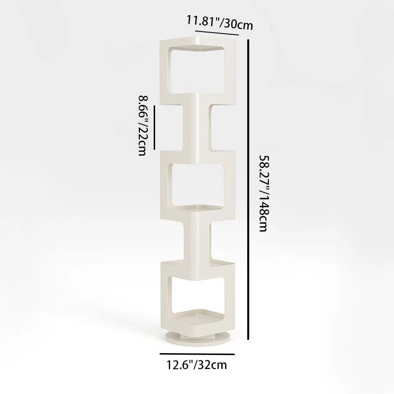 Contemporary Creative Square Iron Rotatable Bookshelf 4/5/6-Tier For Living Room