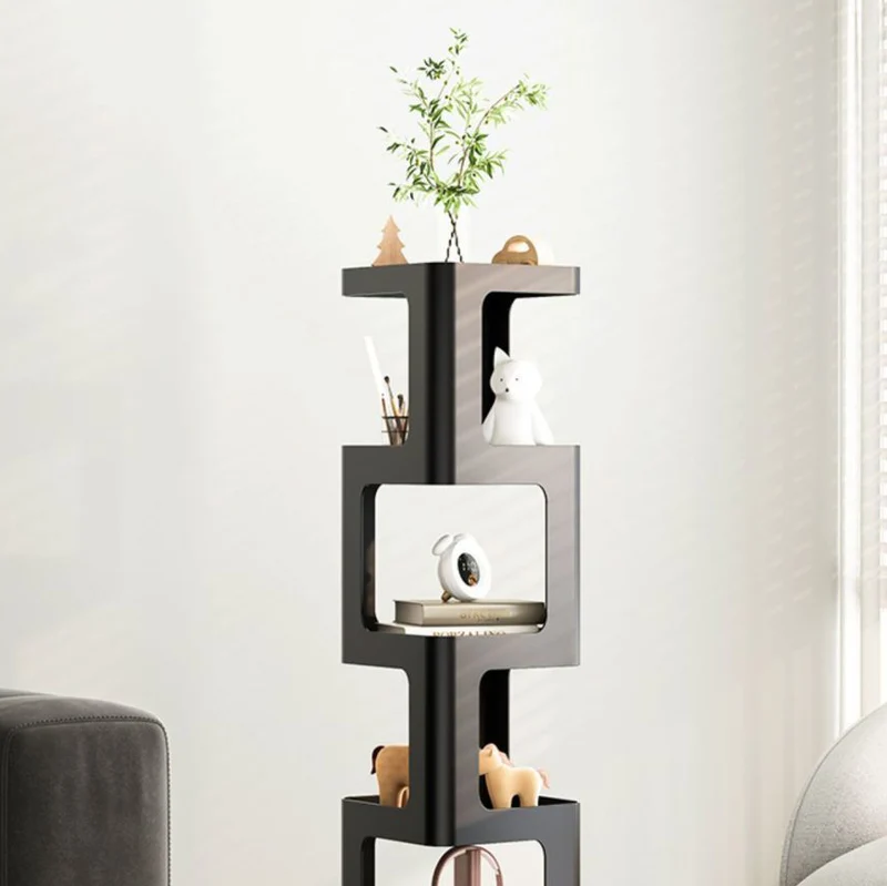 Contemporary Creative Square Iron Rotatable Bookshelf 4/5/6-Tier For Living Room