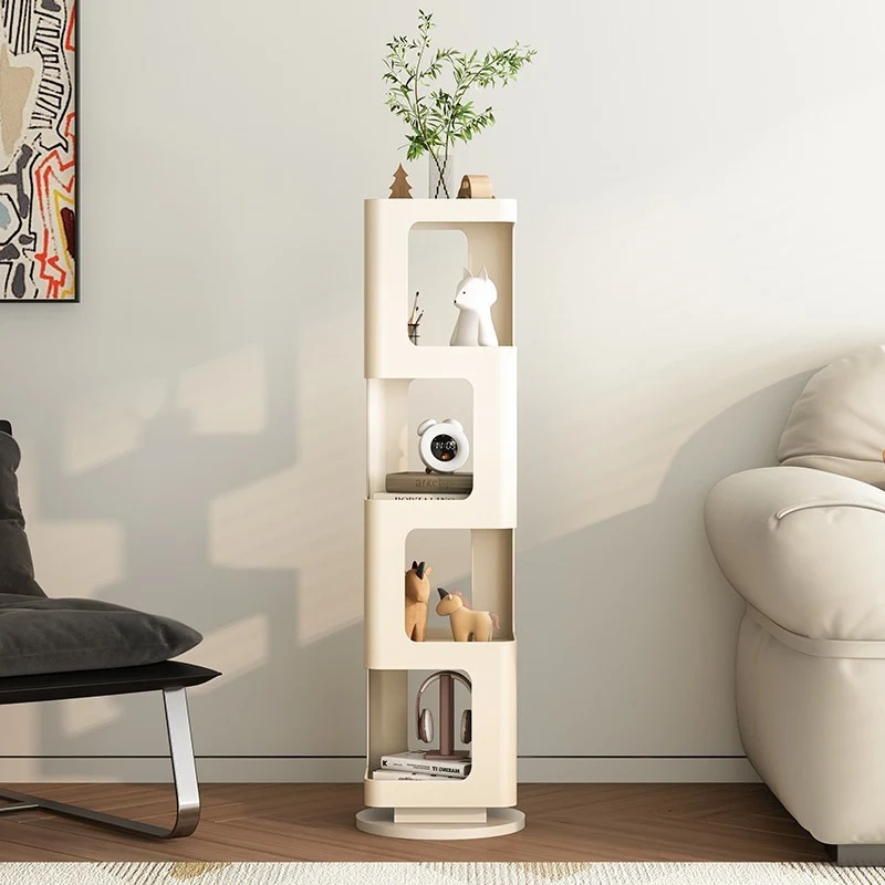 Contemporary Creative Square Iron Rotatable Bookshelf 4/5/6-Tier For Living Room