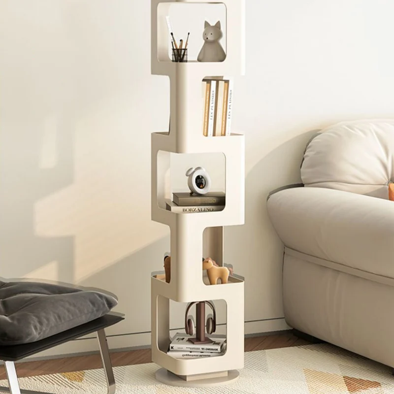 Contemporary Creative Square Iron Rotatable Bookshelf 4/5/6-Tier For Living Room