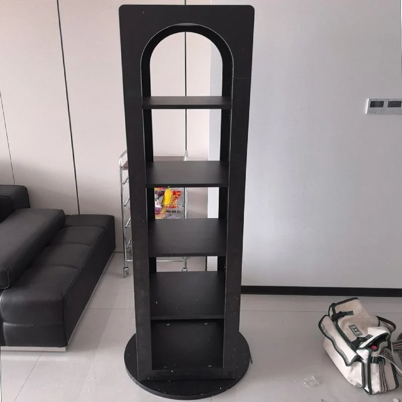 Traditional Vintage Rectangular Rubberwood Plywood HD Mirror Rotatable Multifunctional Bookshelf 5-Tier For Living Room