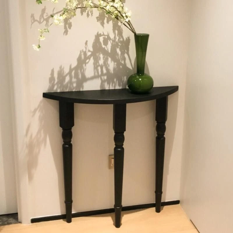 Traditional French Half-Circle Pine Wood Console Table For Entryways