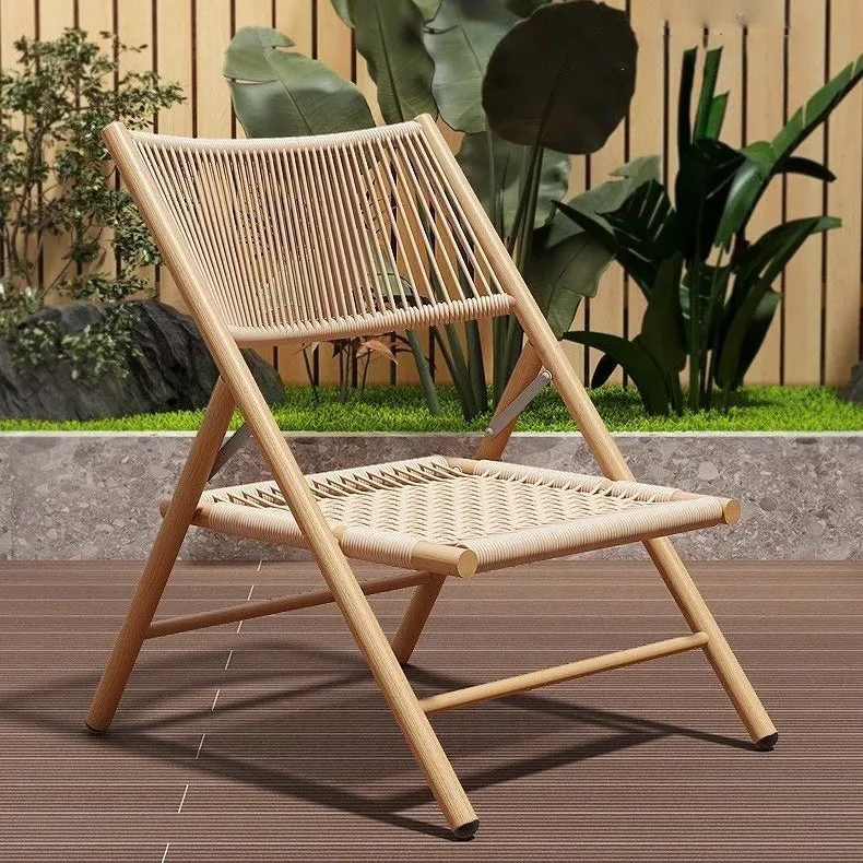 Traditional Chinese Square Carbon Steel Tempered Glass PE Rattan Table & Chair Set Foldable Backrest For Outdoor Patio