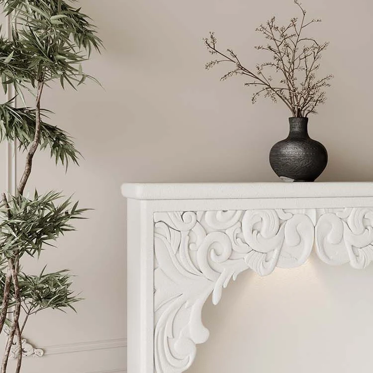Traditional French Square Medium-Density Fiberboard Mantel Console Table For Living Room