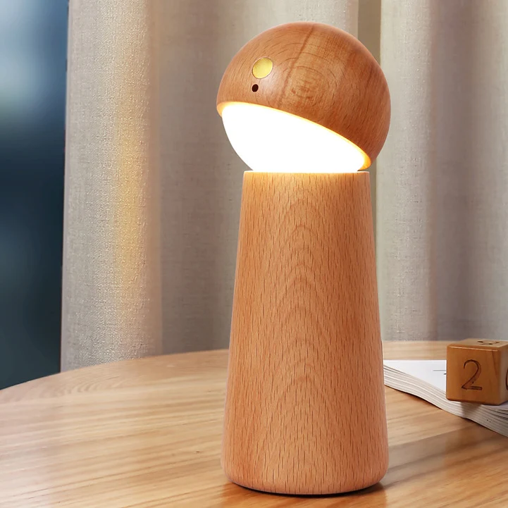 Modern Minimalist Spherical Cone Table Solid Wood Plastics LED Table Lamp For Bedroom