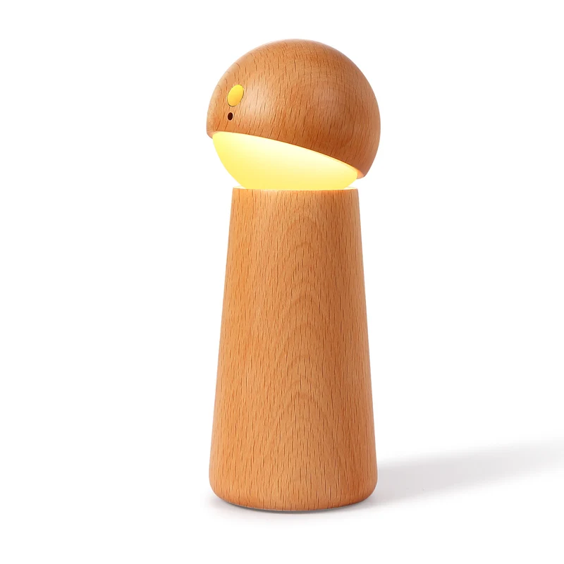 Modern Minimalist Spherical Cone Table Solid Wood Plastics LED Table Lamp For Bedroom