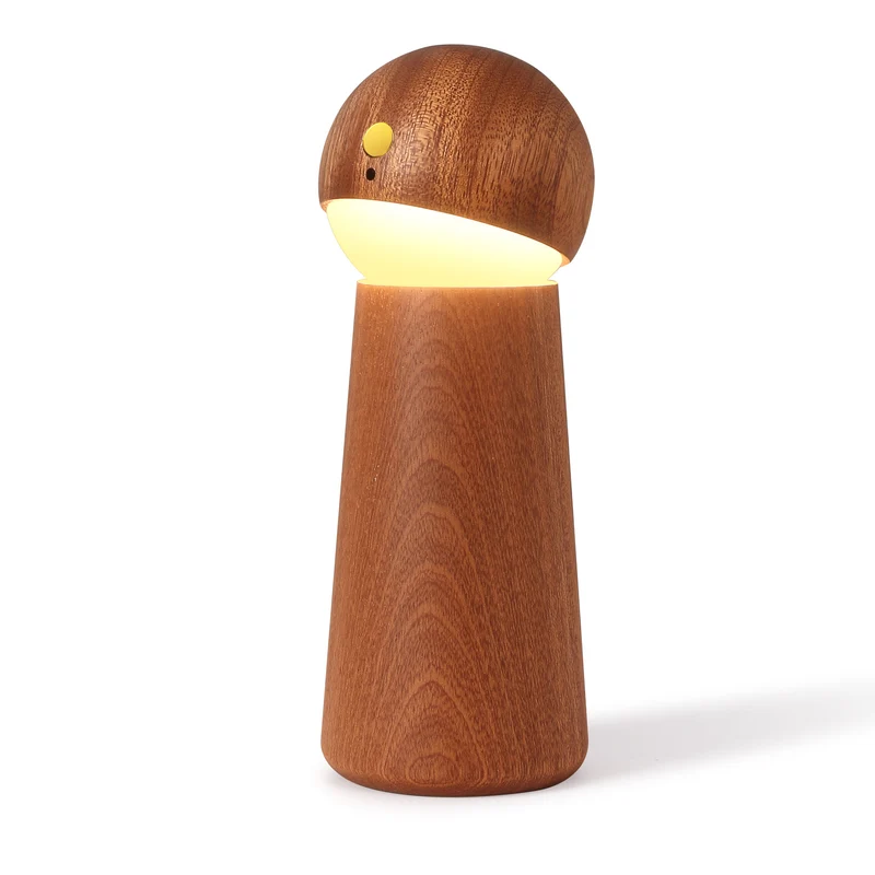 Modern Minimalist Spherical Cone Table Solid Wood Plastics LED Table Lamp For Bedroom