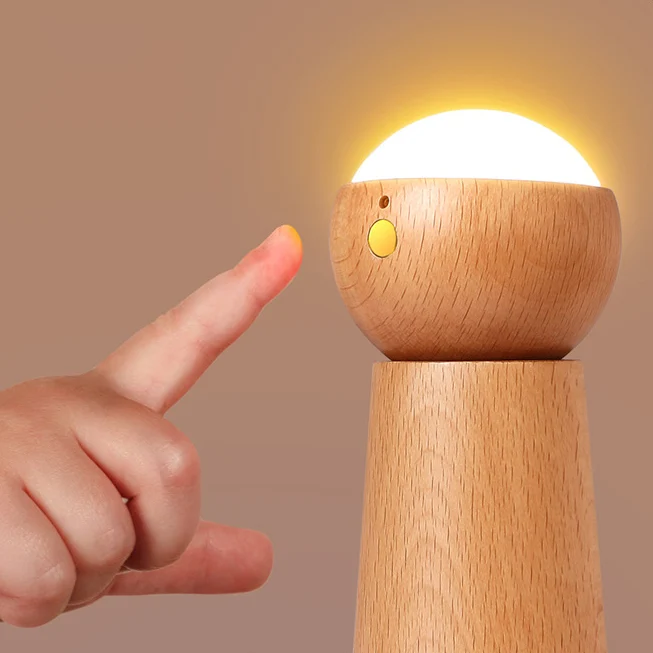 Modern Minimalist Spherical Cone Table Solid Wood Plastics LED Table Lamp For Bedroom