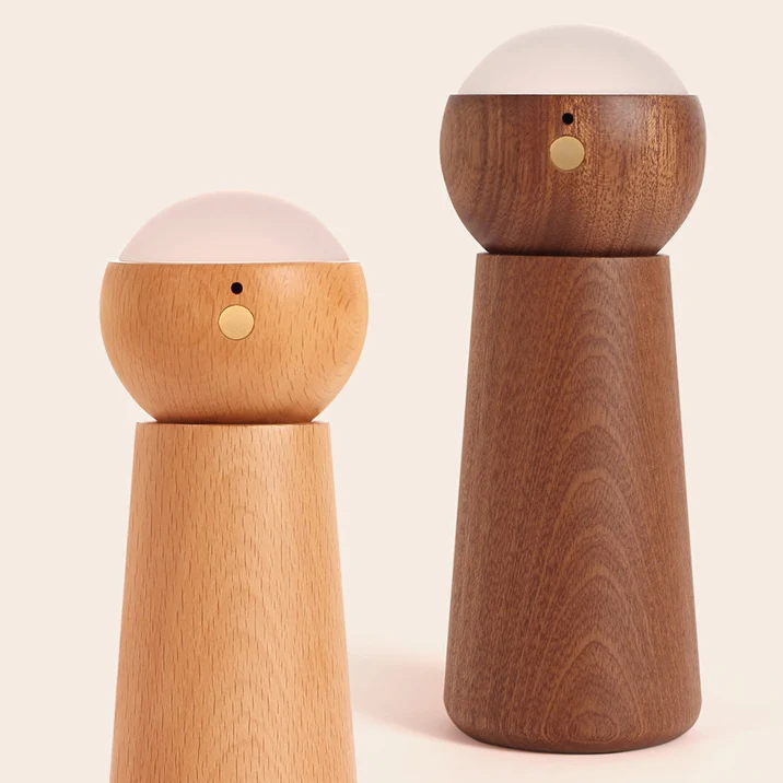 Modern Minimalist Spherical Cone Table Solid Wood Plastics LED Table Lamp For Bedroom