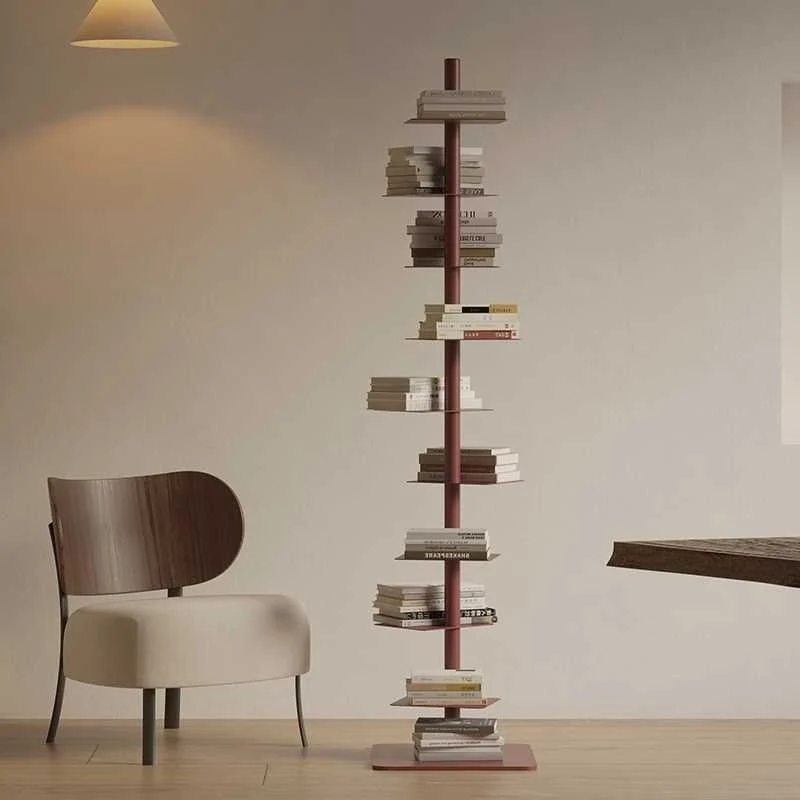 Modern Mid-Century Carbon Steel Invisible Spiral Bookshelf 9-Tier Display Rack Corner Storage Rack For Home Office