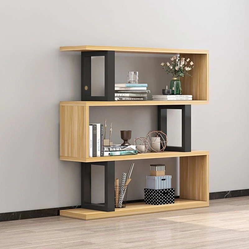 Contemporary Scandinavian Geometric Vertical MDF Steel Bookshelves 3/4/5/6-Tier Open Back Design Standing Shelves For Home Office