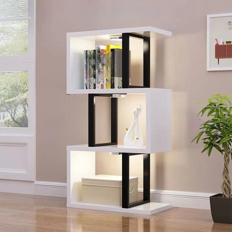 Contemporary Scandinavian Geometric Vertical MDF Steel Bookshelves 3/4/5/6-Tier Open Back Design Standing Shelves For Home Office