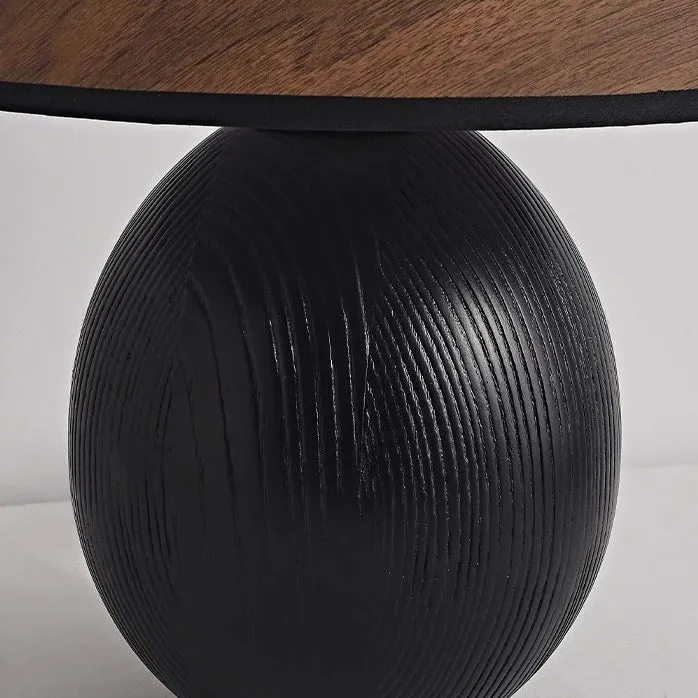 Traditional Vintage Round Conical Jar Base Solid Wood 1-Light Table Lamp For Bedroom