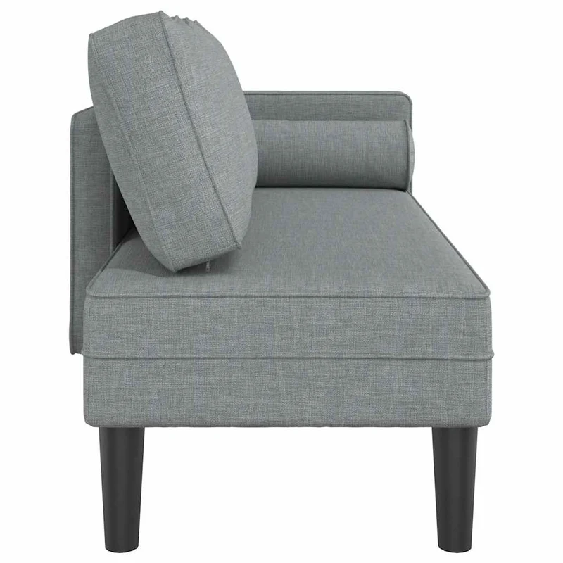 Chaise lounge com almofadões tecido cinzento-claro