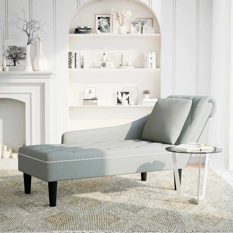 Chaise lounge c/ almofada/apoio de braços direito veludo