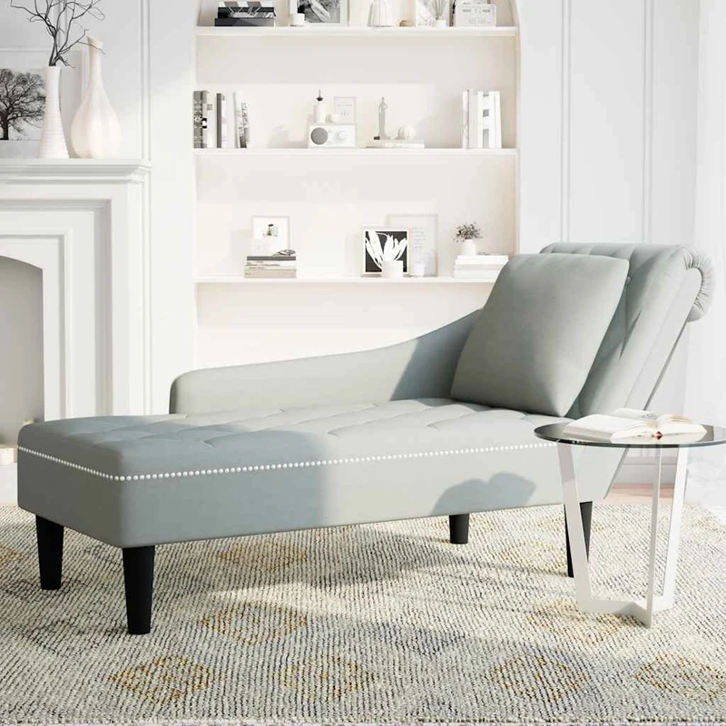 Chaise lounge c/ almofada/apoio de braços direito veludo