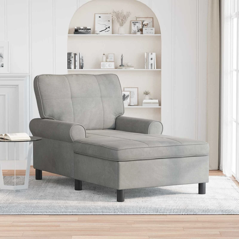 Chaise Lounge Cinzento-claro 91 x 157 x 91 cm Veludo