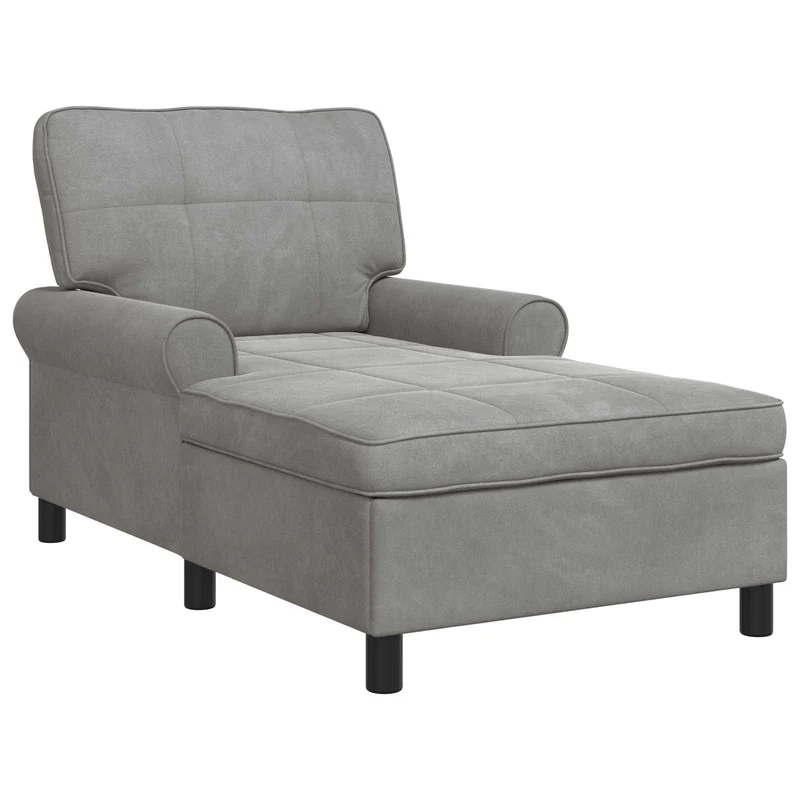Chaise Lounge Cinzento-claro 91 x 157 x 91 cm Veludo