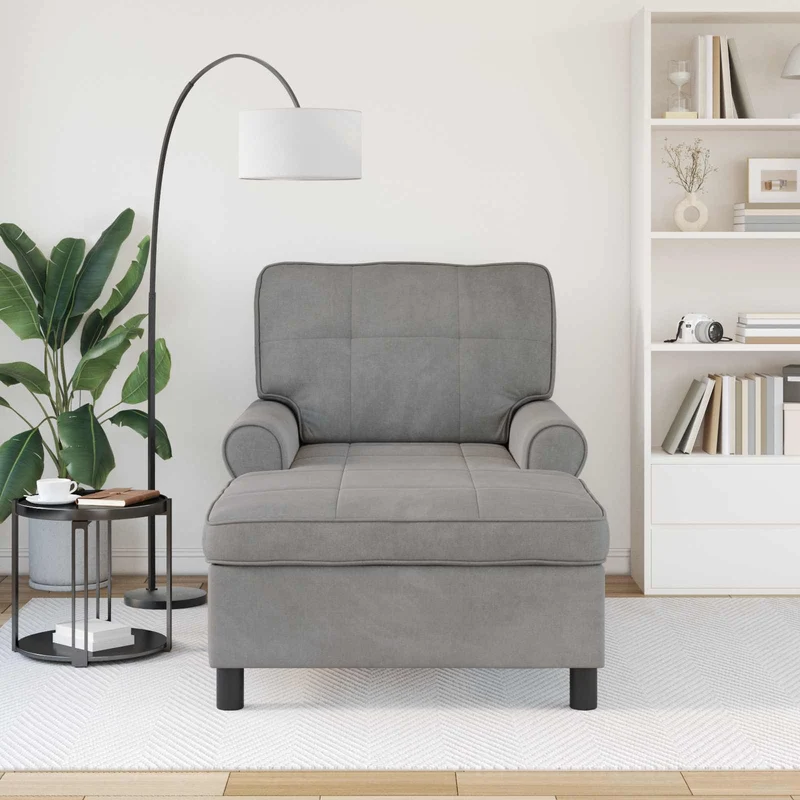 Chaise Lounge Cinzento-claro 91 x 157 x 91 cm Veludo