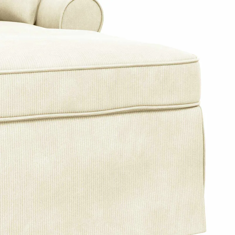 Chaise Lounge com Saia 3 unid. Creme Tecido de Veludo Cotele